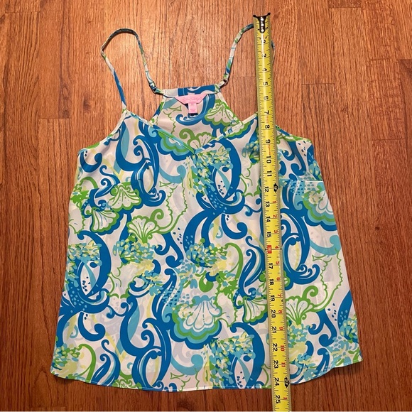 Lilly Pulitzer Dusk Racerback Resort White Crystal Coast silk top size XS - Picture 12 of 13